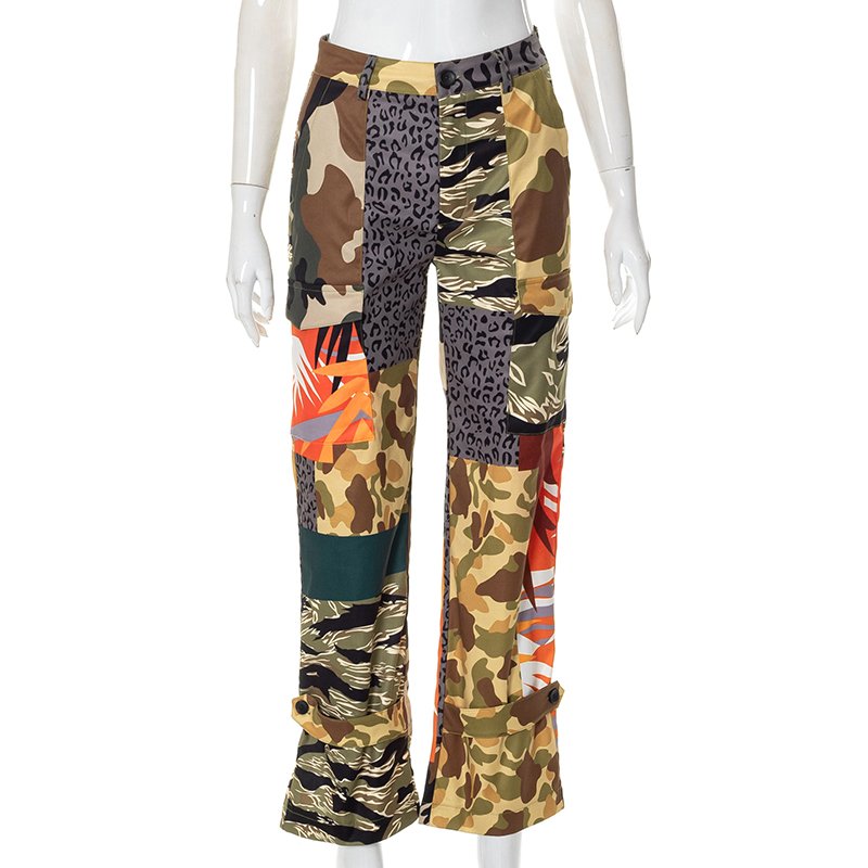 Stylish Women's Wide Leg Camo Cargo Pants: Fashionable Pants for Ladies