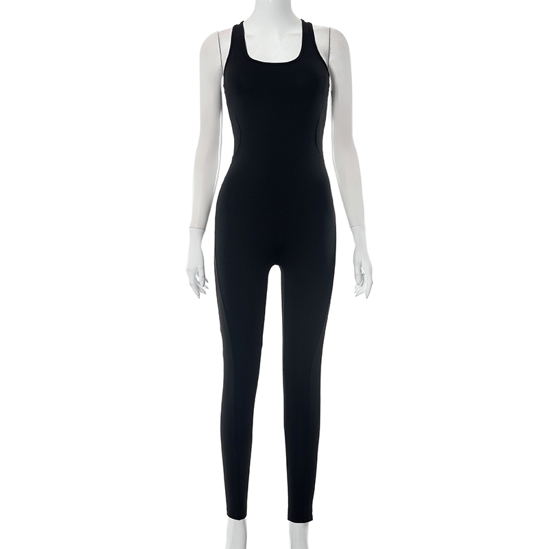 New Fashion Solid Color Bodycon Slim One Piece Jumpsuit - Perfect for Workouts a