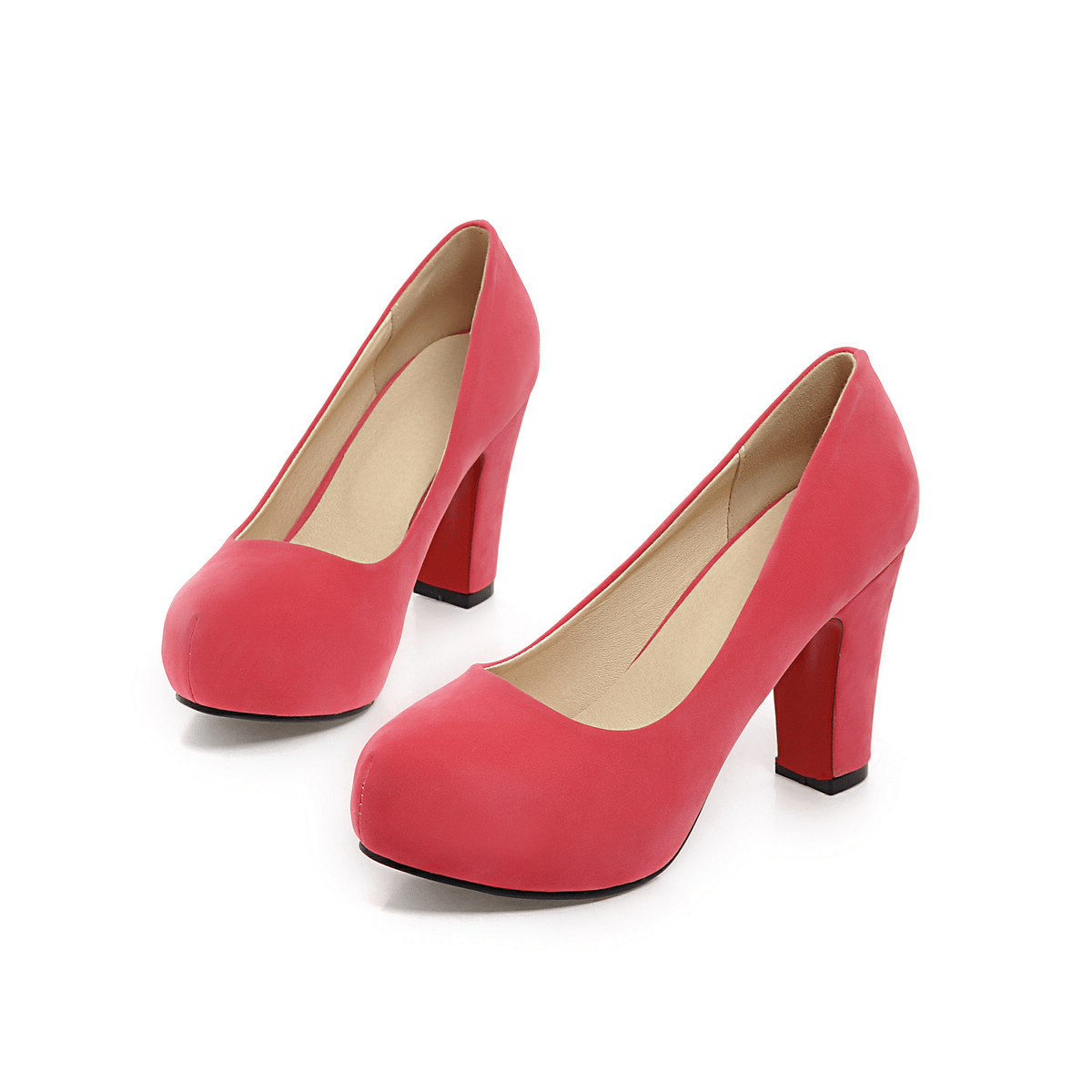 Suede Pumps with Shallow Mouth, Thick Heel, Water Platform, Super High Heel